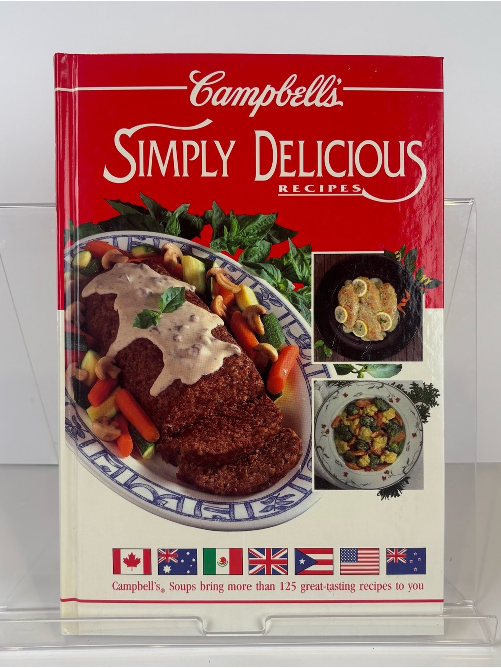 Vintage 1992 hardcover edition of Campbell's Simply Delicious Recipes.